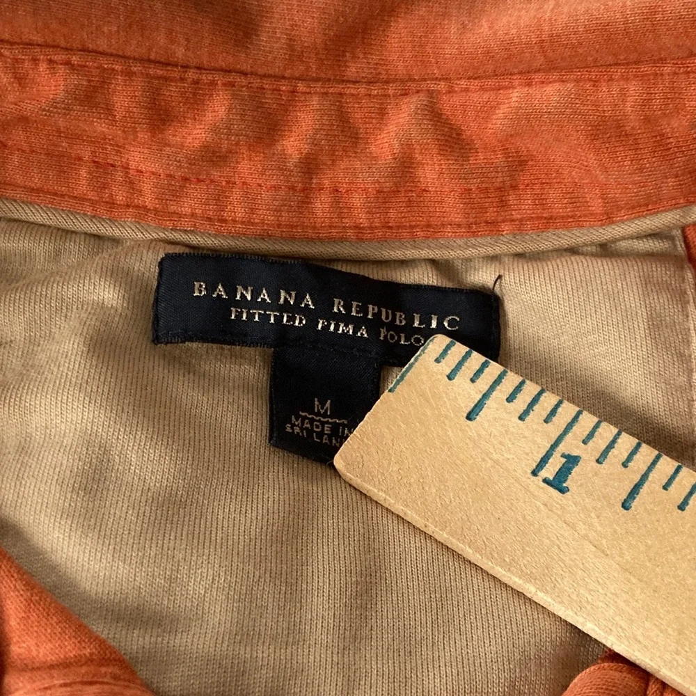 Banana Republic Bundle Men’s Green and Orange Pima Polo Shirts, Medium